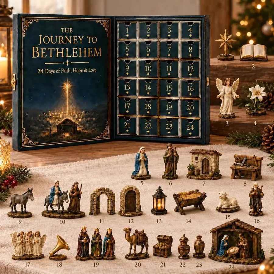 2026 Journey To Bethlehem Advent Calendar, 24-Day Christmas Countdown, Mini Nativity Figurines Set With Mary, Joseph, Angels & W