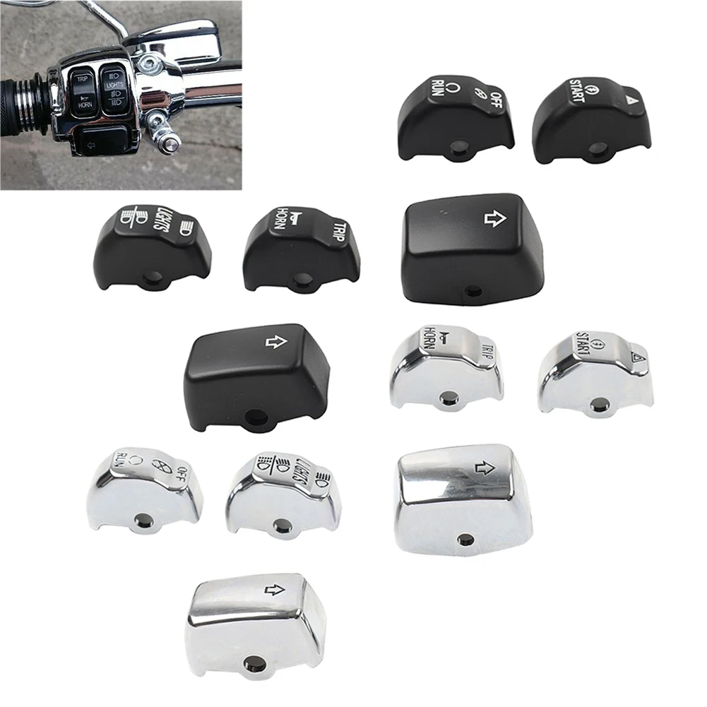 6Pcs Motorbike Handlebar Control Switch Cap Button Cover ABS For Harley Sportster Iron 883 XL883N 1200 Matte Black/Chrome