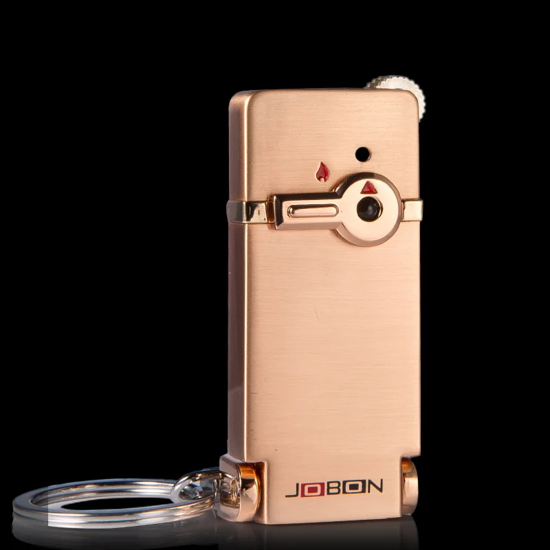 JOBON Metal Butane Gas Lighter Grinding Wheel Ignition Portable Carry Keychain Protection Switch Reuse Lighter Men Gift