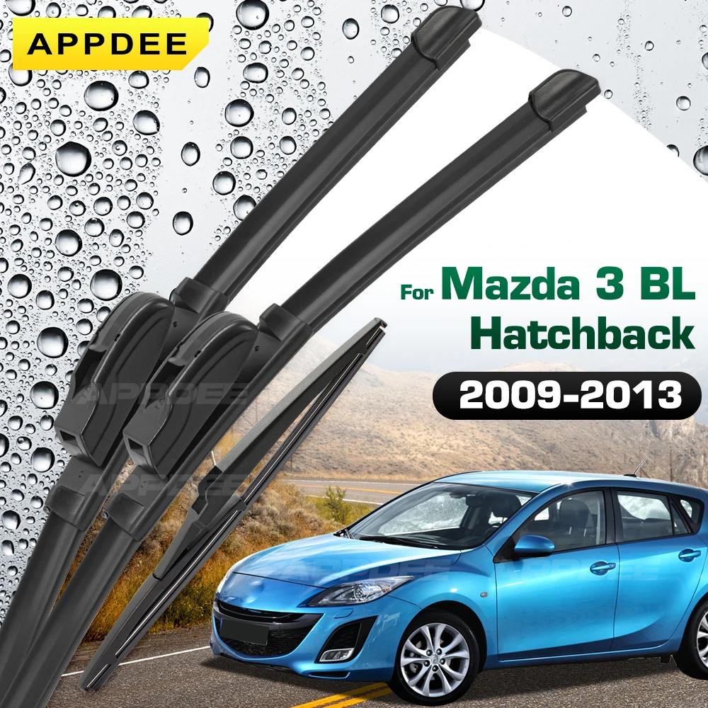 

Front & Rear Wiper For Mazda 3 BL Hatchback 2009-2013 Silicone & Rubber Wiper Blades Windshield Windscreen Window Brushes