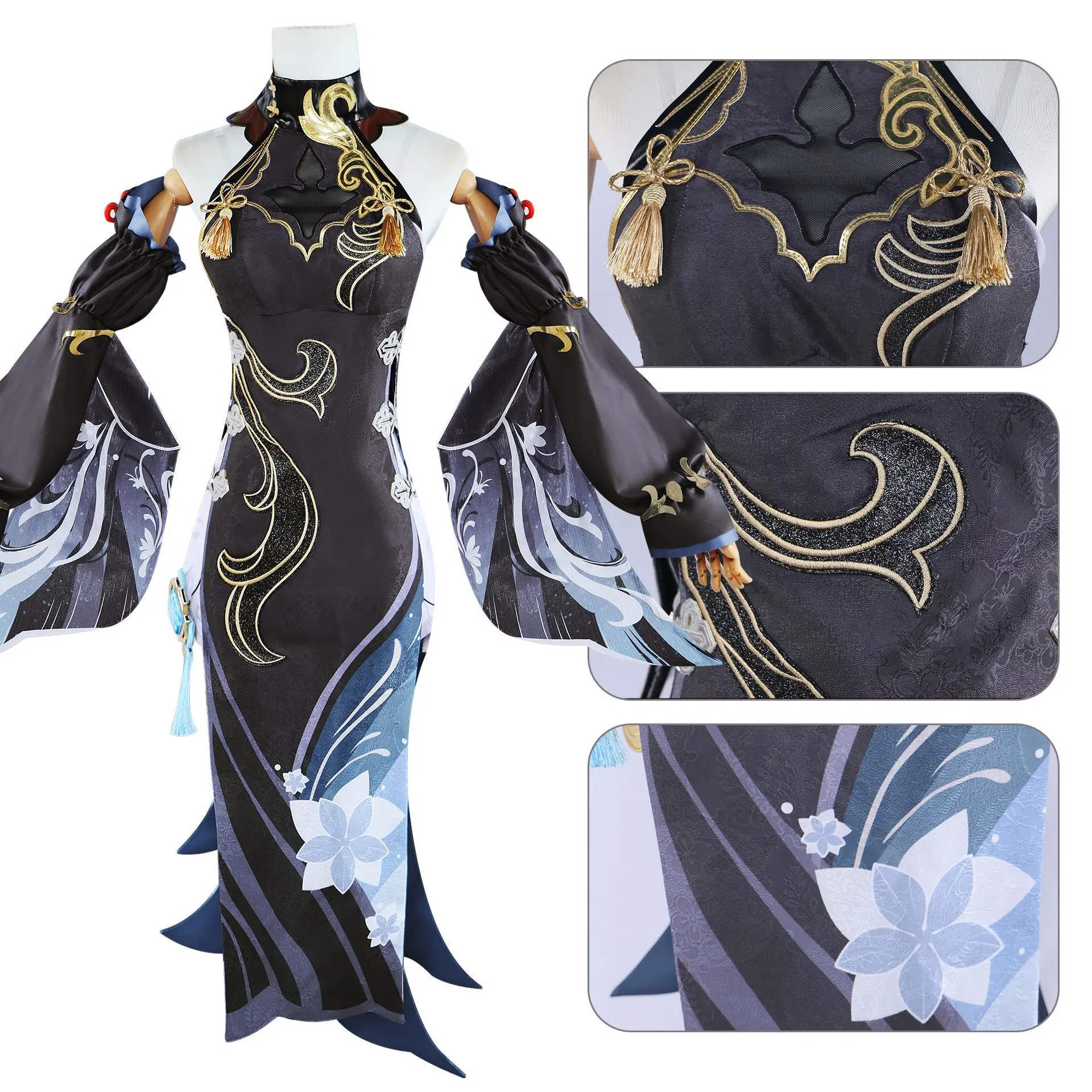 Shenhe Genshin Impact Cosplay Costume pour femme, robe sexy, queue de poisson, perruque de hanche, chaussures, ensemble complet, tenue, uniforme de jeu, vêtements