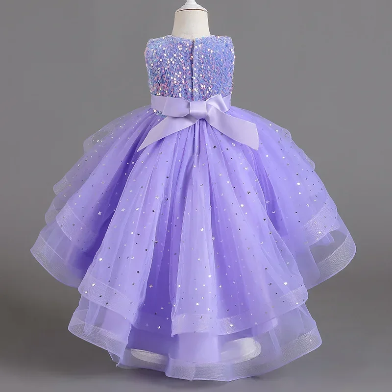 Robe de soirée longue à paillettes pour enfants, robes de mariée pour enfants, robe de Rhde luxe pour jeunes filles, vêtements CAN ac, 4, 5, 7, 9, 10, 12 à 14 ans