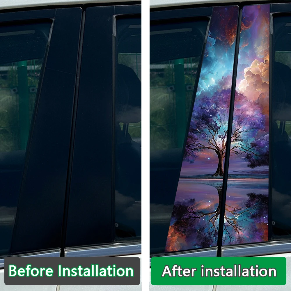1/2pcs Thinking Fire poker Car Center Pillar Sticker Auto B Pillar Protective Film Decoration Scratch Cover Sticker