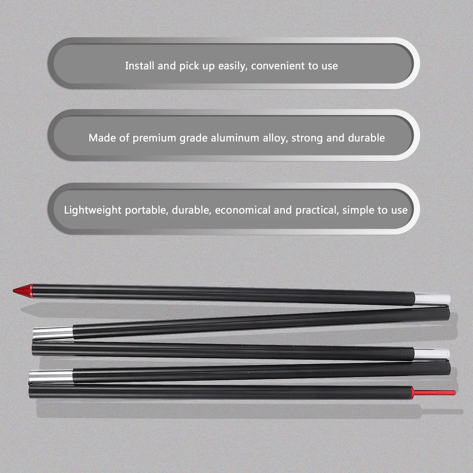 

Aluminum Alloy Tent Tarp Poles Canopy Support Lightweight Portable Camping Accessories Awning Sunshade Outdoor Durable Practical