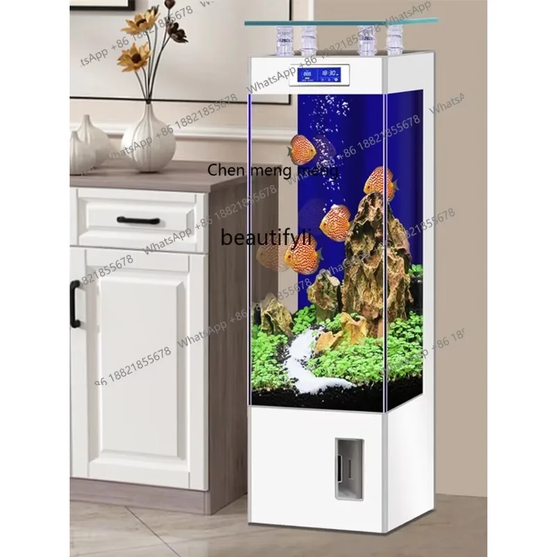 F181 R Super White Glass Fish Tank Living Room Vertical Floor Ecological Fish Globe ntelligent Aquarium R