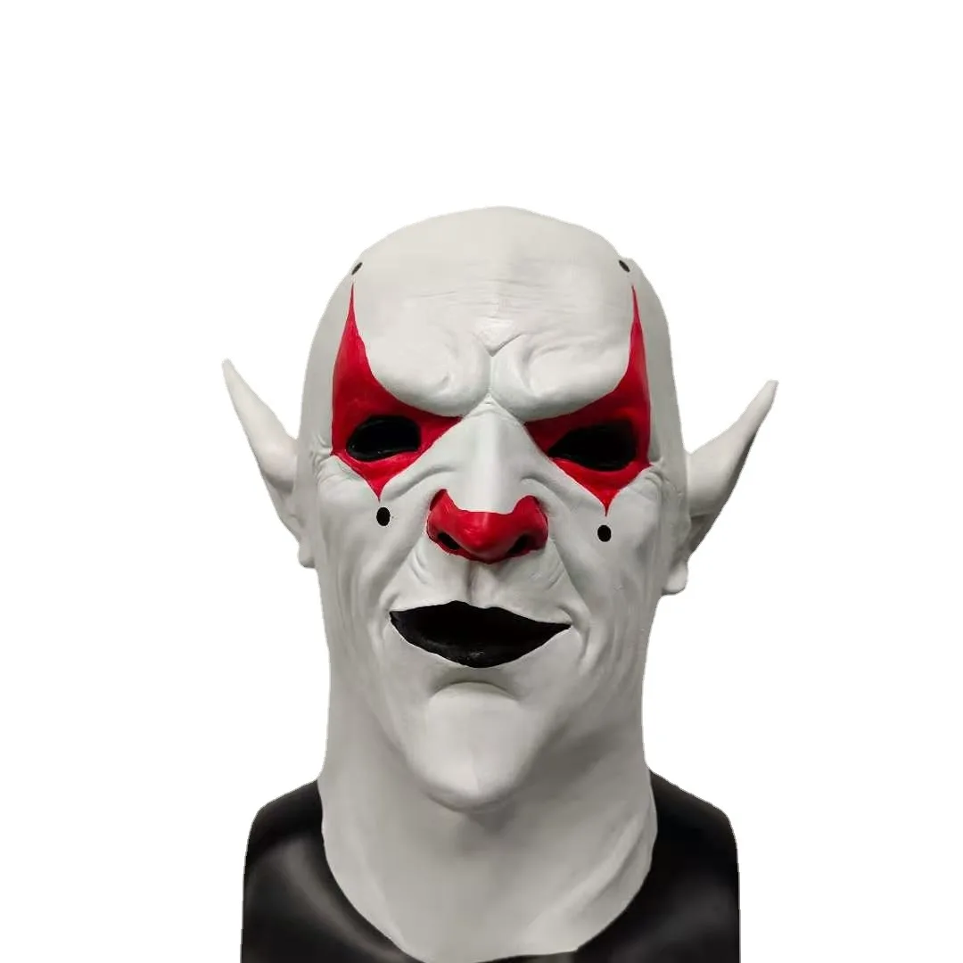 Gruseliger Dämonen-Clown Vollkopf-Latexmaske mit Spitzohren, Monster-Maske für Erwachsene, Halloween-Cosplay, Maskerade-Party, Horror-Kostüm-Requisite – Detail 3