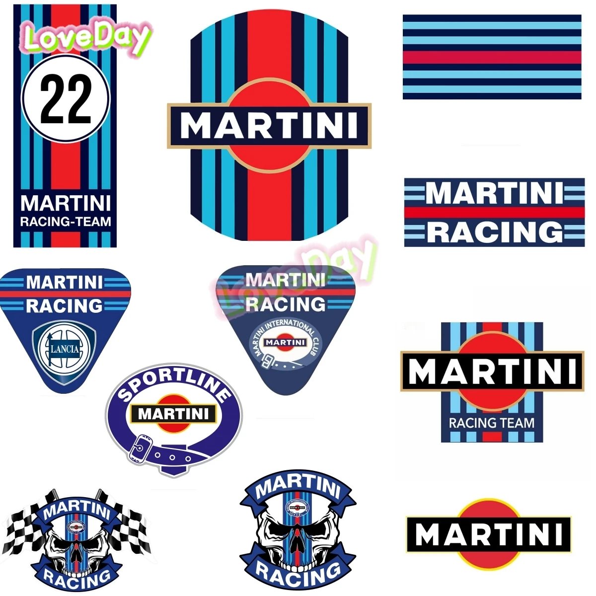 Martini Rennwagen Aufkleber Vinyl wasserdicht Auto Motorrad Rennsport Aufkleber Handy Computer Dekoration Zubehör Aufkleber