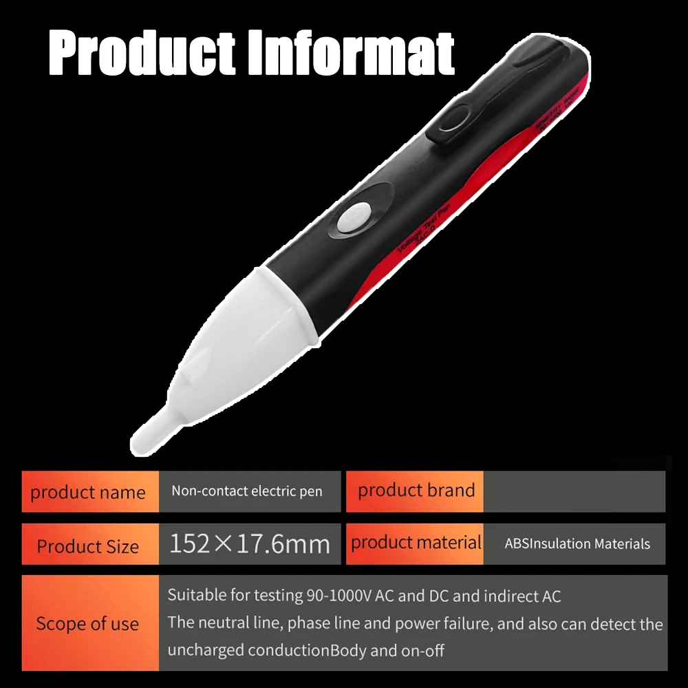 Electric indicator AC Non-Contact Socket Wall AC Power Outlet Voltage Detector Sensor Tester Pen LED light test pencil 90-1000V