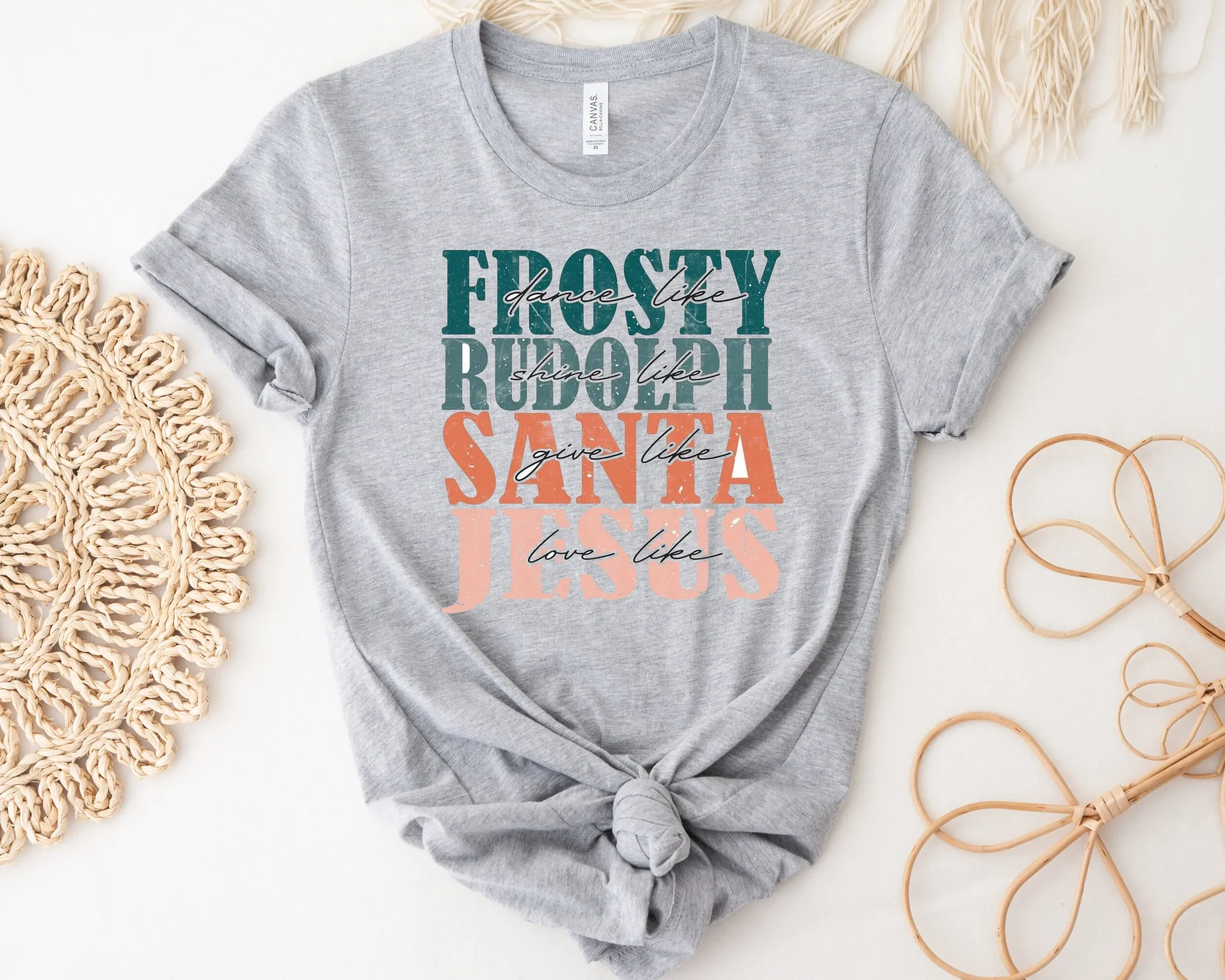 Dance Like Frosty Shine Rudolph Give Santa Love Jesus Christmas T Shirt Happy For Religious