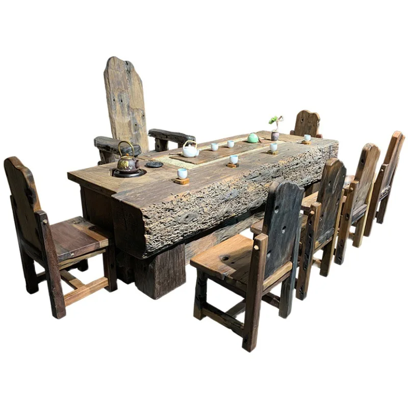 Wooden outdoor Solid wood Chinese Zen Retro log Atmospheric coffee