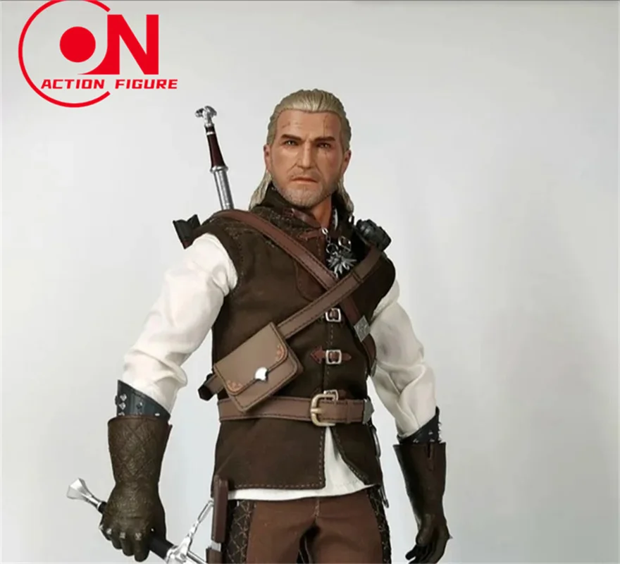 Cabeça de lobo branco geralt escala 1/6, esculpida em pvc, cabeça de soldado masculino, escultura adequada para bonecos de corpo de figura de ação de 12 ''