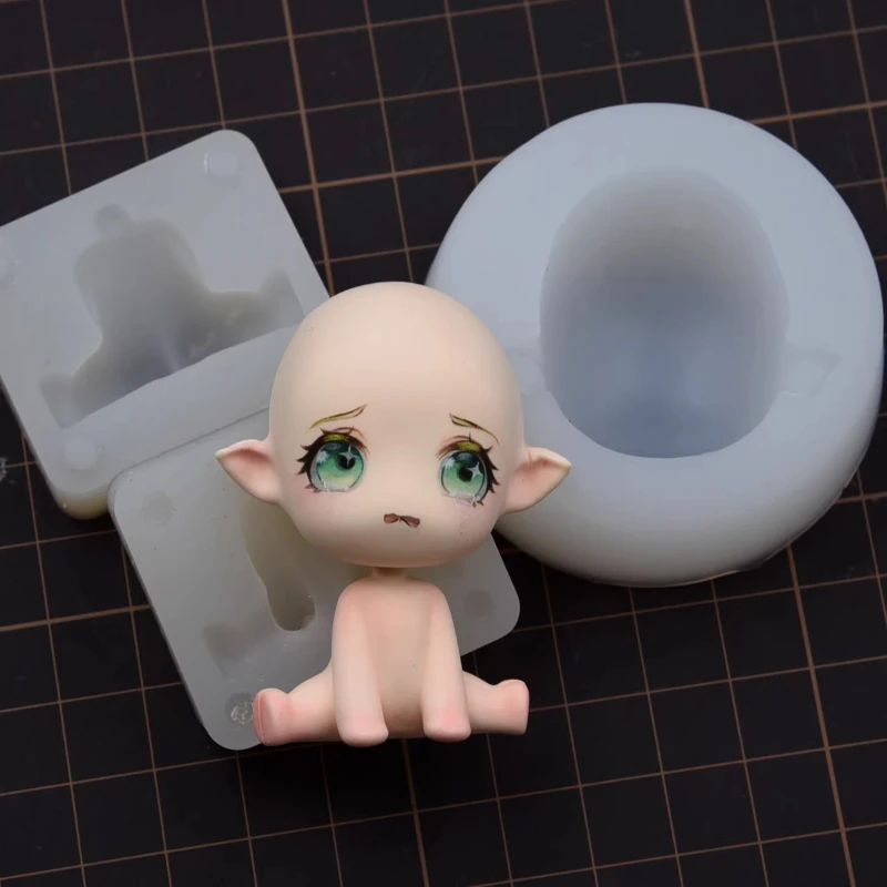 

Ultra Light Clay Doll Silicone Mold Handmade DIY Soft Polymer Stone Sculpture Clay Q-version Cartoon Figurine Face Body Mold