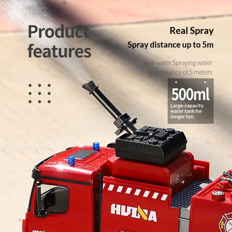 New Hot Selling Huina 1562 Remote Control Car 1:14 Full Proportion 22 Way Oversized Sprinkler Ladder Fire Truck Engineering Toy