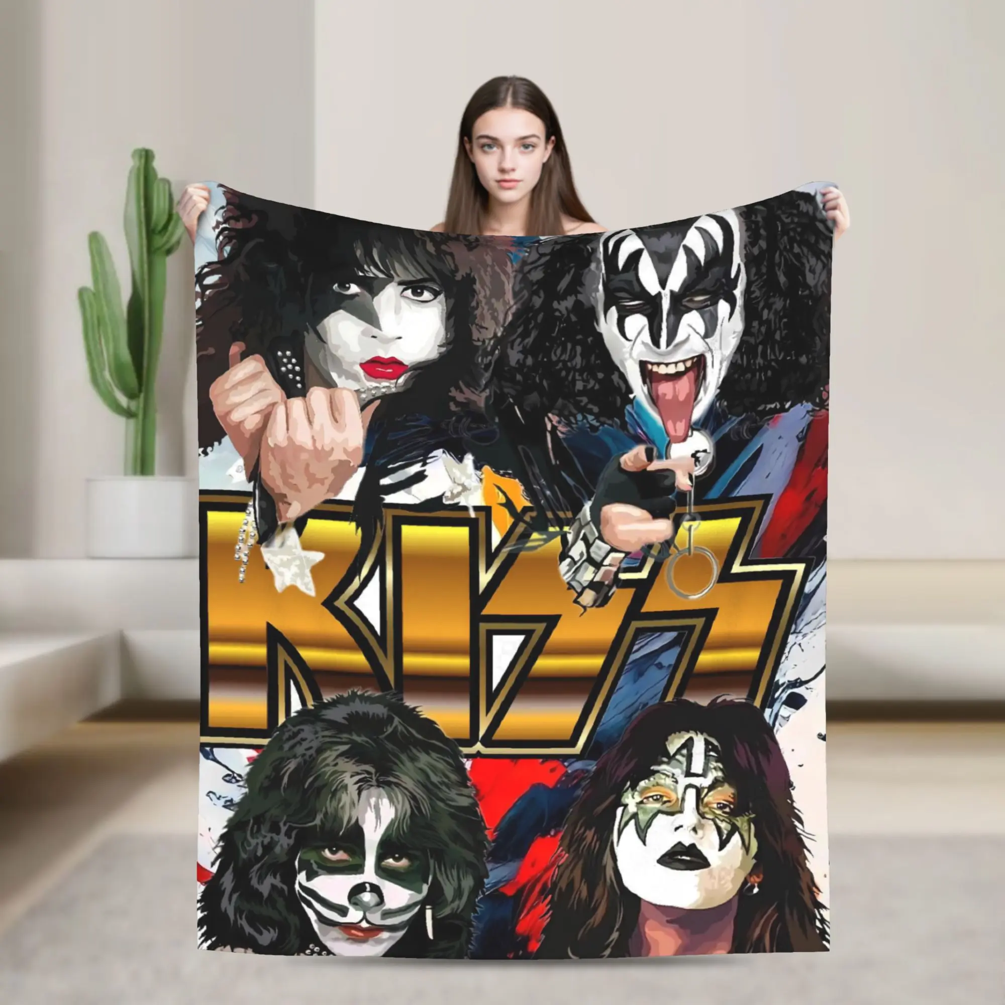 

Kiss American Super Soft Blanket Decorative Plush Throw Blanket Aesthetic Bedroom Flannel Bedspread Sofa Bed Cover
