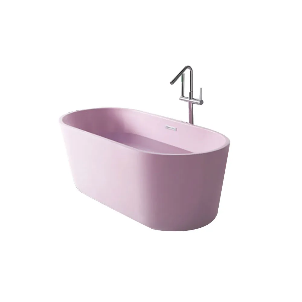 Picture 3: Modern Simple Design White Acrylic Freestanding Bathtub Customized Solid Surface Free Standing Hotel Bathroom Whirlpool Bath