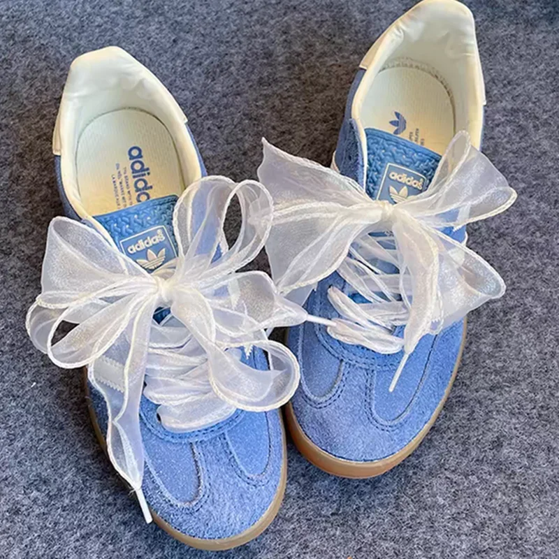 4cm Wide Festoon Fishtail Organza Shoelaces Wave Chiffen Fall Winer Bow Laces Beauty White Casual Sneaker De Training Shoes Lace