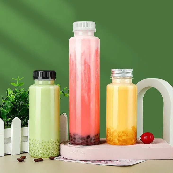 200ml 350ml 500ml Custom Logo Round Polyester Plastic Bottle Fruit Drink Bottle Milk Tea Bottle