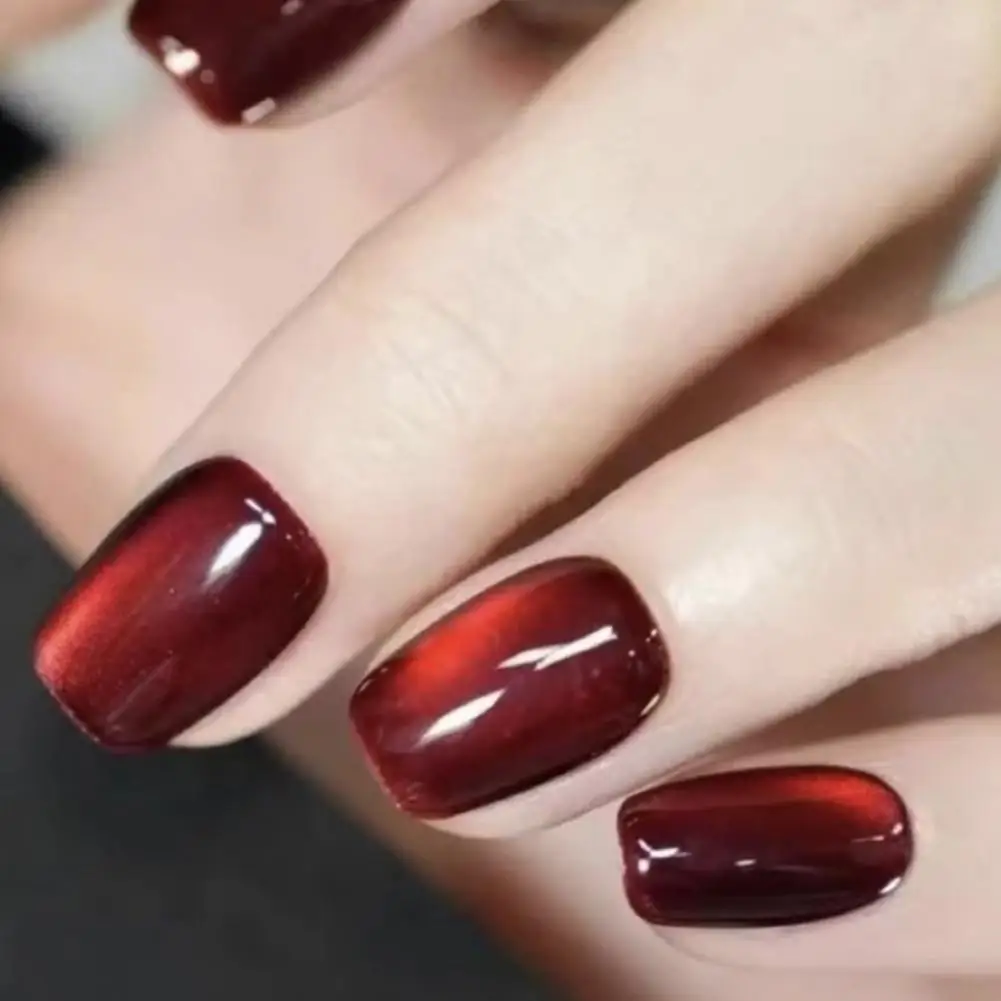 Full Cover Fake Nail 30pcs Press-on Nails Set Elegant Chinese Style Bamboo Square Tips Short Glossy Full Cover Nail for Women