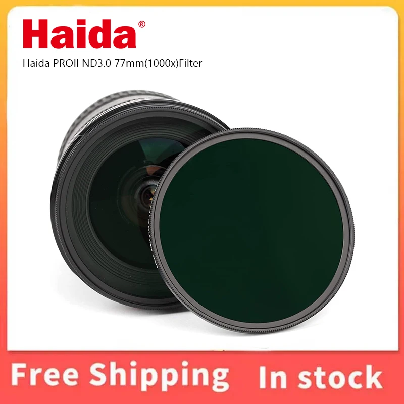 77mm ND Filter Haida Slim Pro II ND3.0 ND1000 10-Stop Neutral Density Multi Coated Waterproof Camera Lens Filter