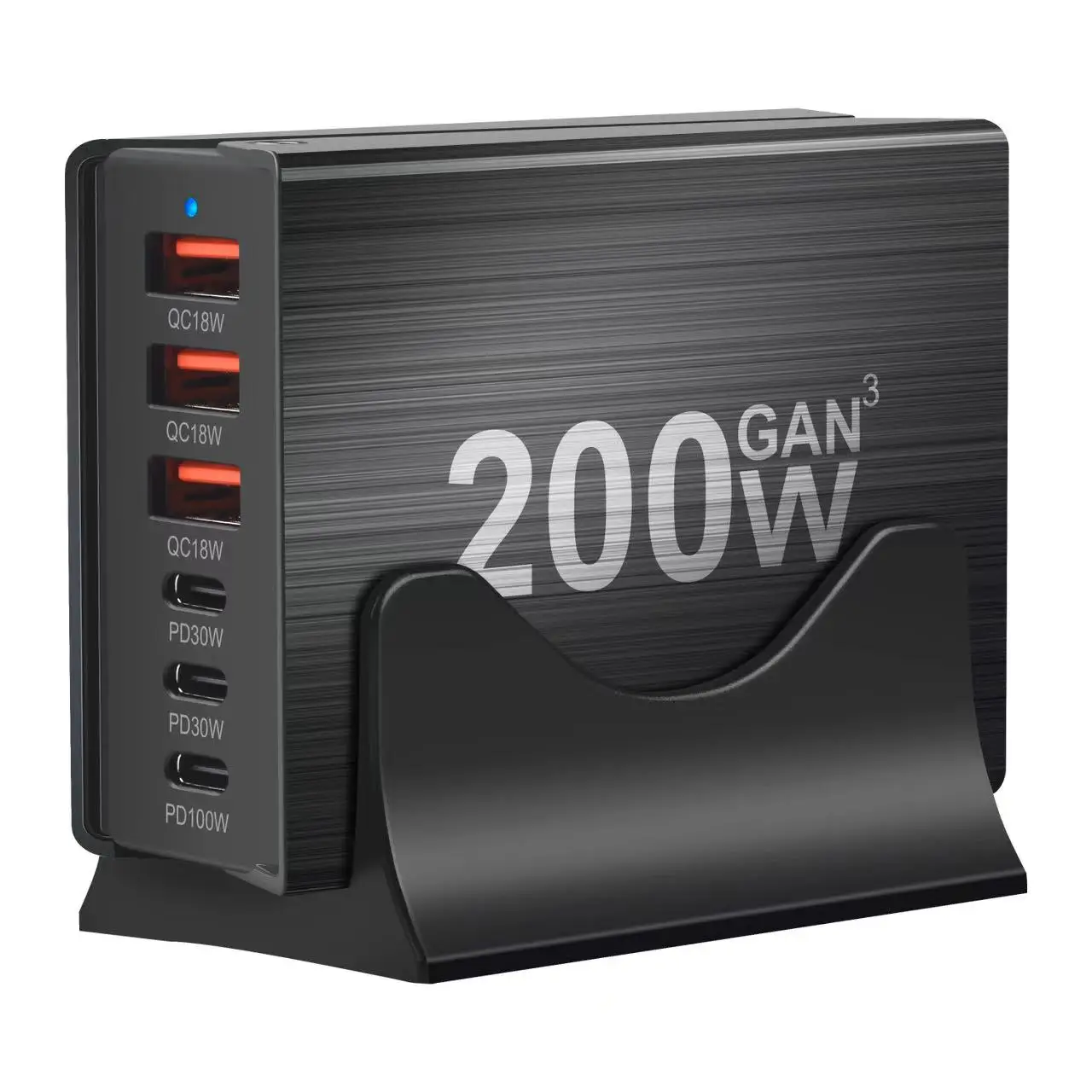 

200W GaN Desktop Charger 6-port USB Type C PD 100W Charger Quick Charge 3.0 Fast Charger Mobile USB Charger