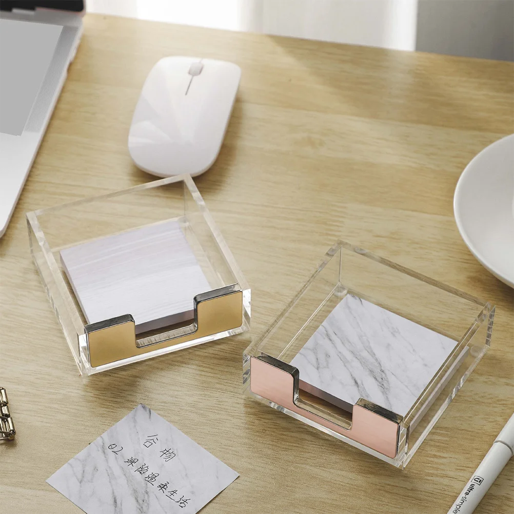 

2Pcs Clear Memo Pad Holder Acrylic Notepad Dispenser Office Desk Accessories Paper Clip Holder Memo Pad Dispenser