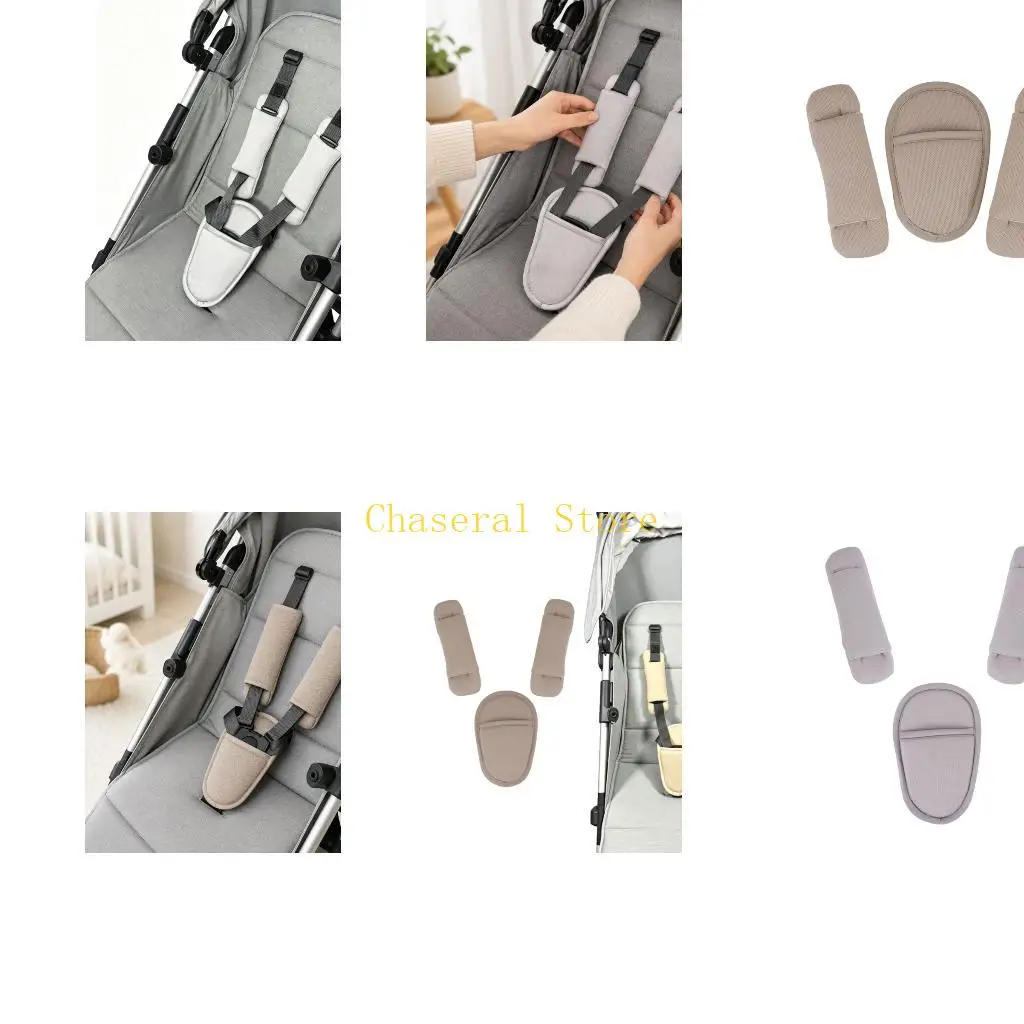 E7CE Stitched Pushchair Harness Pads with Wrap-Style Shoulder Sections