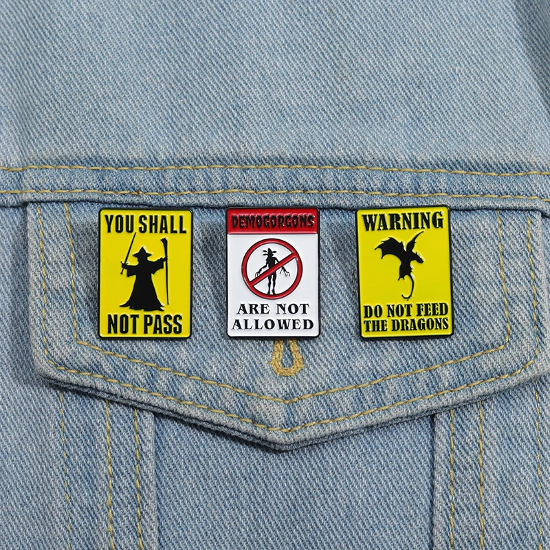 Magic Wizard Enamel Pins Warning Signs Metal Brooches Lapel Badge Backpack Clothes Decorative Pin Jewelry Accessories for Gift