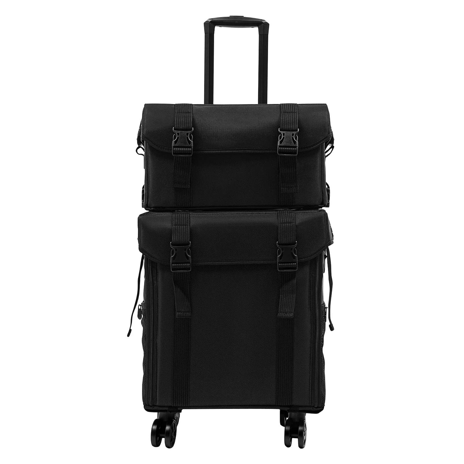 2-in-1 cosmetische trolley, rollende make-up koffer met 8 laden & borstelhouder, draagbare beauty opbergorganizer, voor visagisten