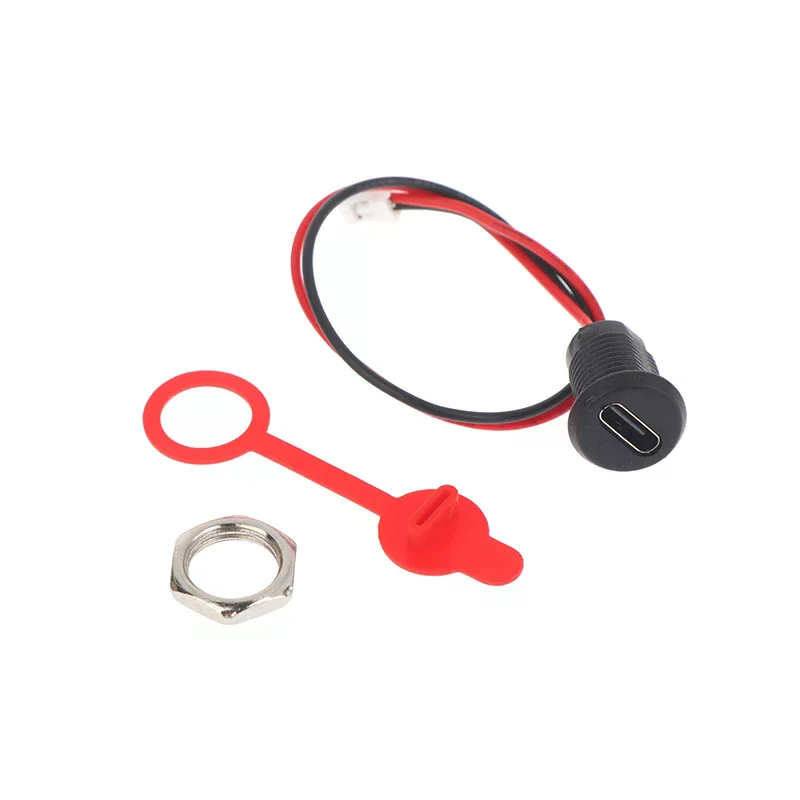 5/8/10Pcs 2Pin Charging Socket Female Mount Adapter USB Type-C Port Charging Interface Socket Female Type C 3A With Cover Caps