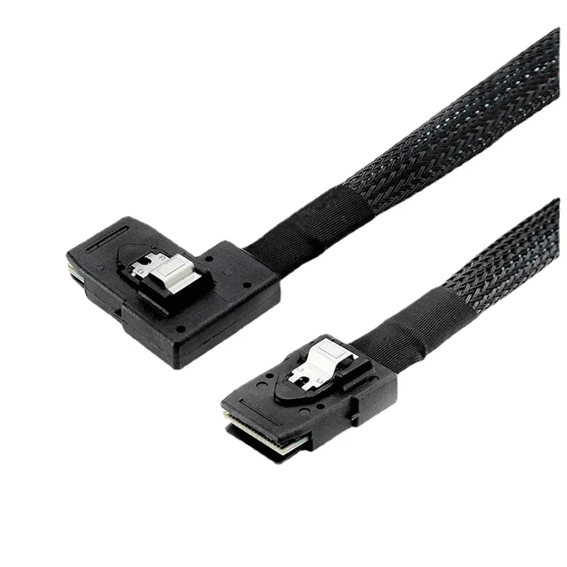 Ultra Slim Flat Right Angled 90 Degree Mini SAS 36pin SFF-8087 To 8087 Data Raid Cable 80cm