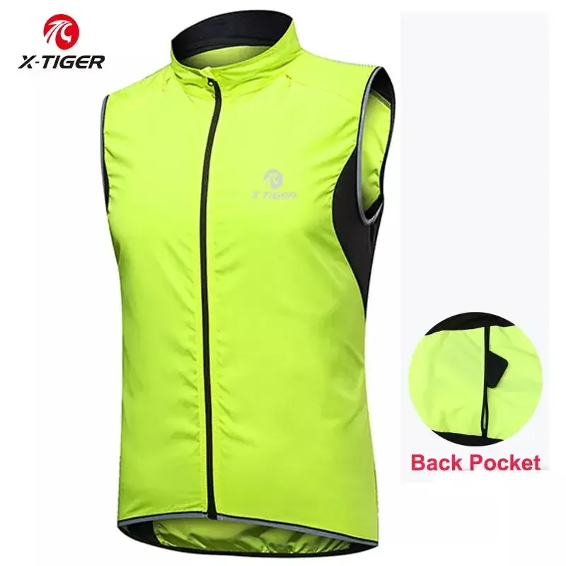 X-TIGER Cycling Jacket Windproof MTB Bike Jacket Sleeveless Vest Outdoor Cycling Windbreaker Rainproof Reflective Bike Jerseys