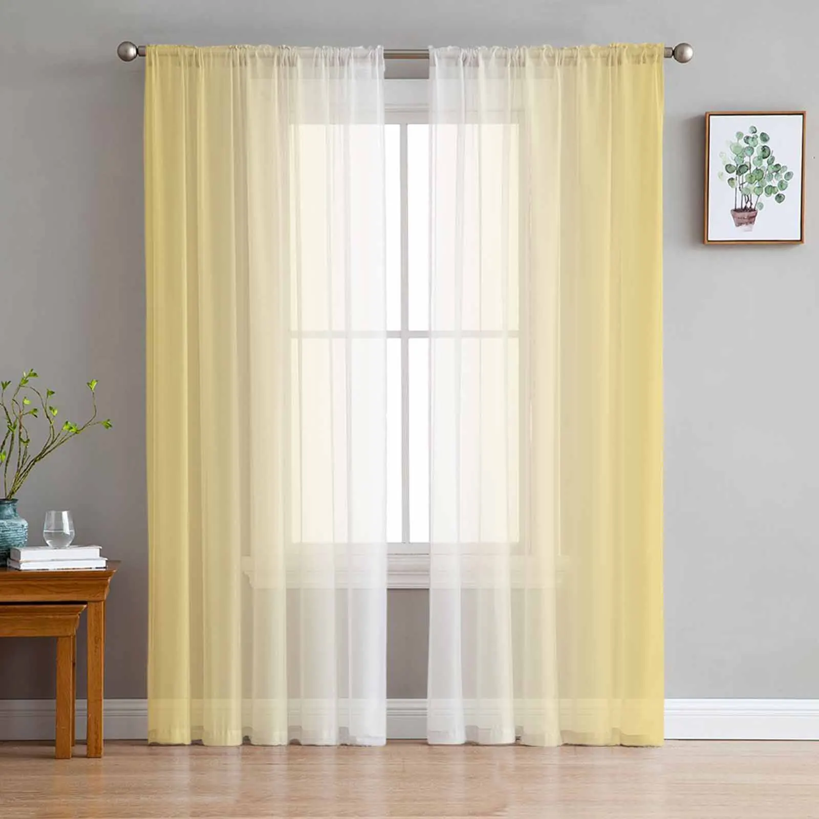 

Lemon Yellow Gradient White Tulle Curtains For Bedroom Home Decor Living Room Kitchen Voile Curtains For Blind