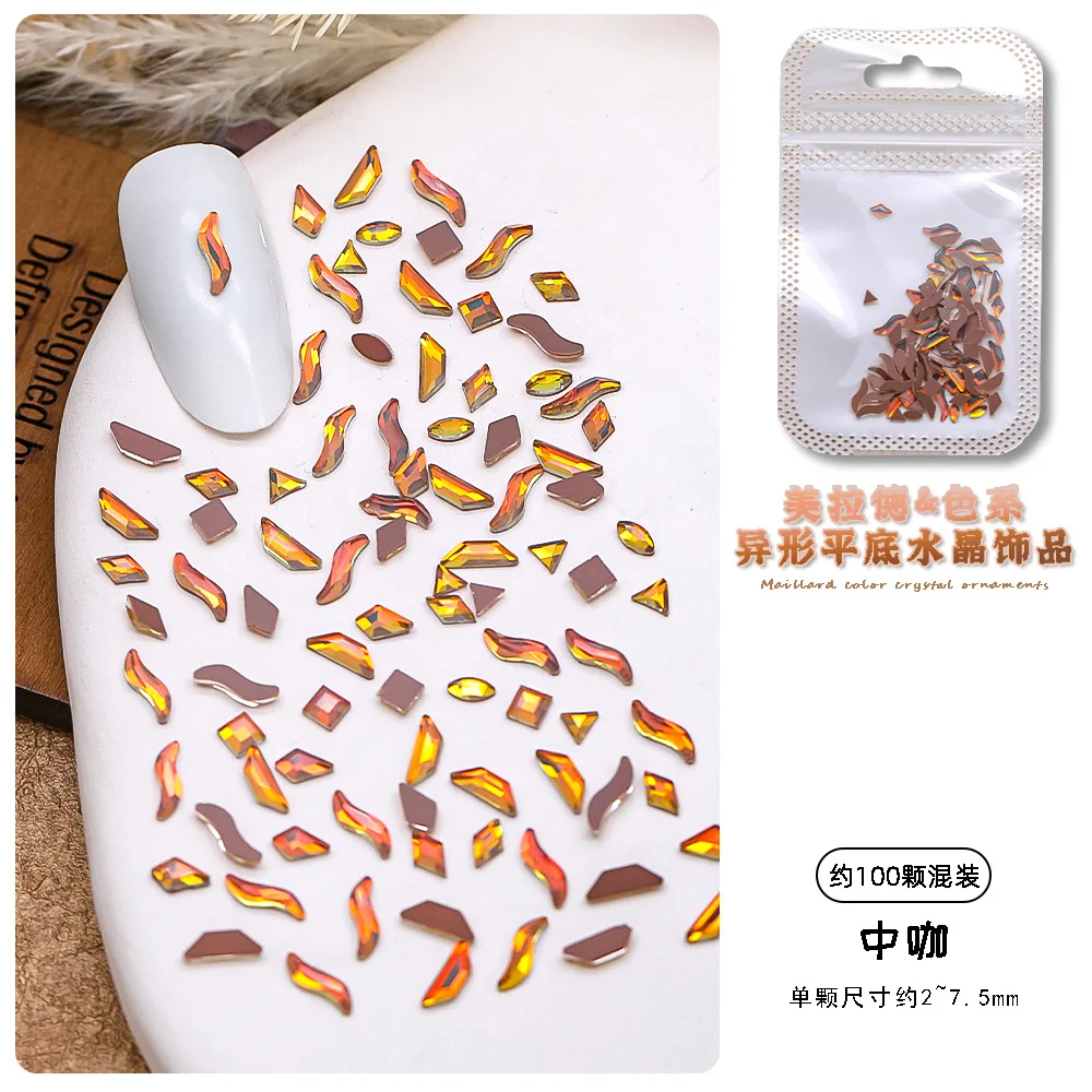100 個ミニメイラードカラー 3D 売春ネイルアートアンバーラインストーンアクセサリーマニキュア装飾美容爪装飾用品