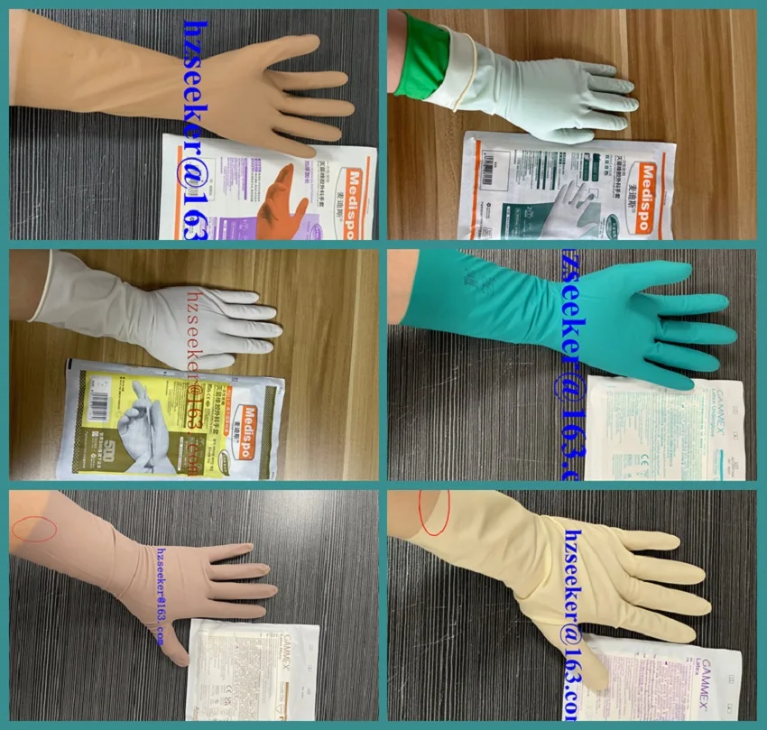 

glove combinations (6 pairs) 12 inch brands: Ansell, Medispo, latex surgical gloves, powder-free