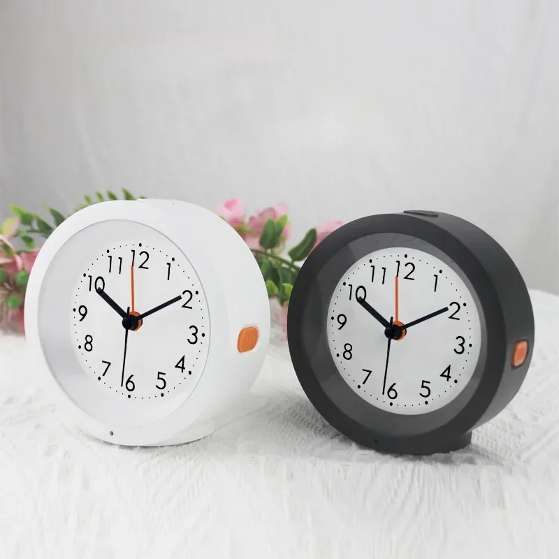 Simple Round Quartz Alarm Clock Children Getting Up Bedroom Bedside Silent Sweep Alarm Watch Decorative Clock with Backlight
