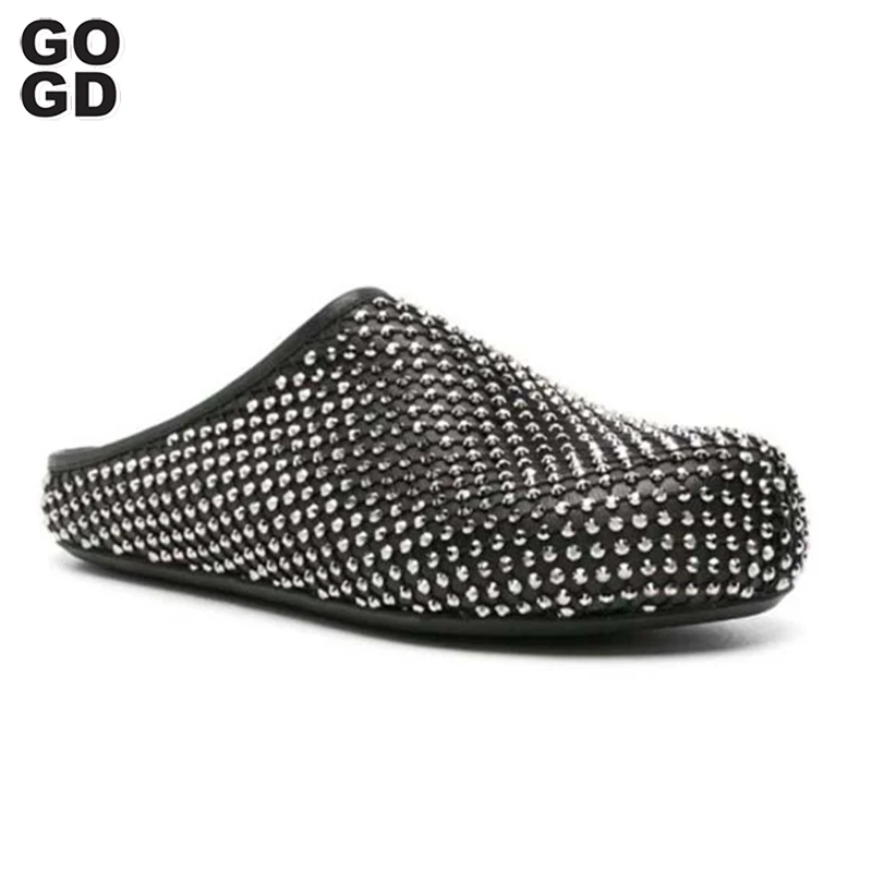 

GOGD Fashion New 2024 Women's Shoes rhinestone Thick Sole platform Muller Slippers for External Wear Casual Slippers Shoes ﻿