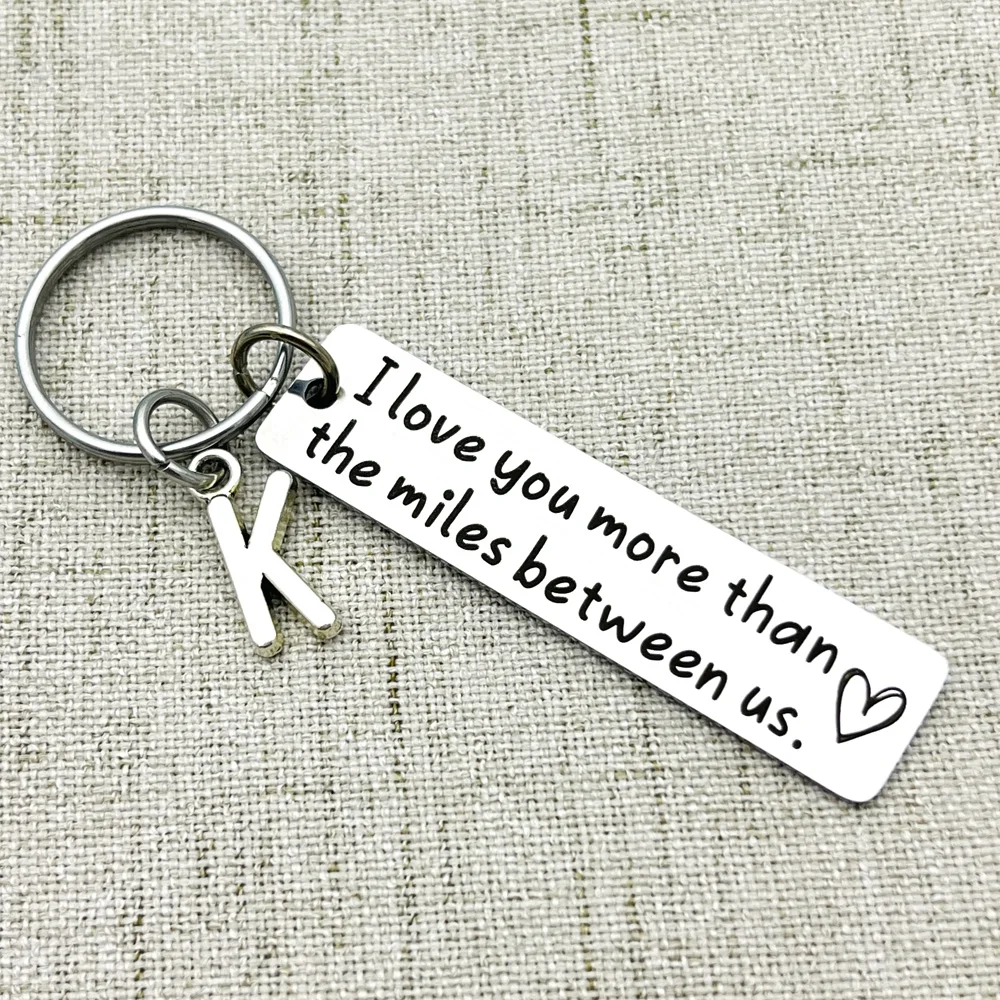 Couple Keychain Long Distance Relationship Gift for Boyfriend Girlfriend I Love You More Than The Miles Between Us for Husband