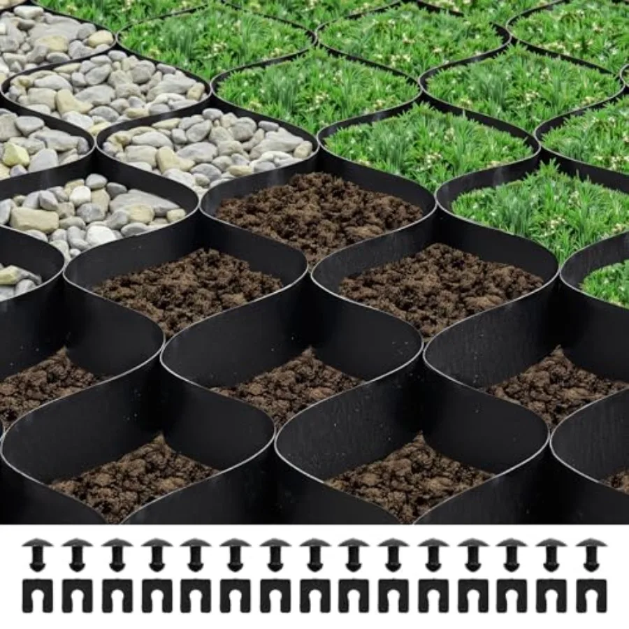 

Gravel Grid 2 Inch Depth 26.87 x 3.94 FT 8200 x 1200 mm 1880 LBS Per Sq ft Grass Ground Retainer Permeable Geo Grids Driveway