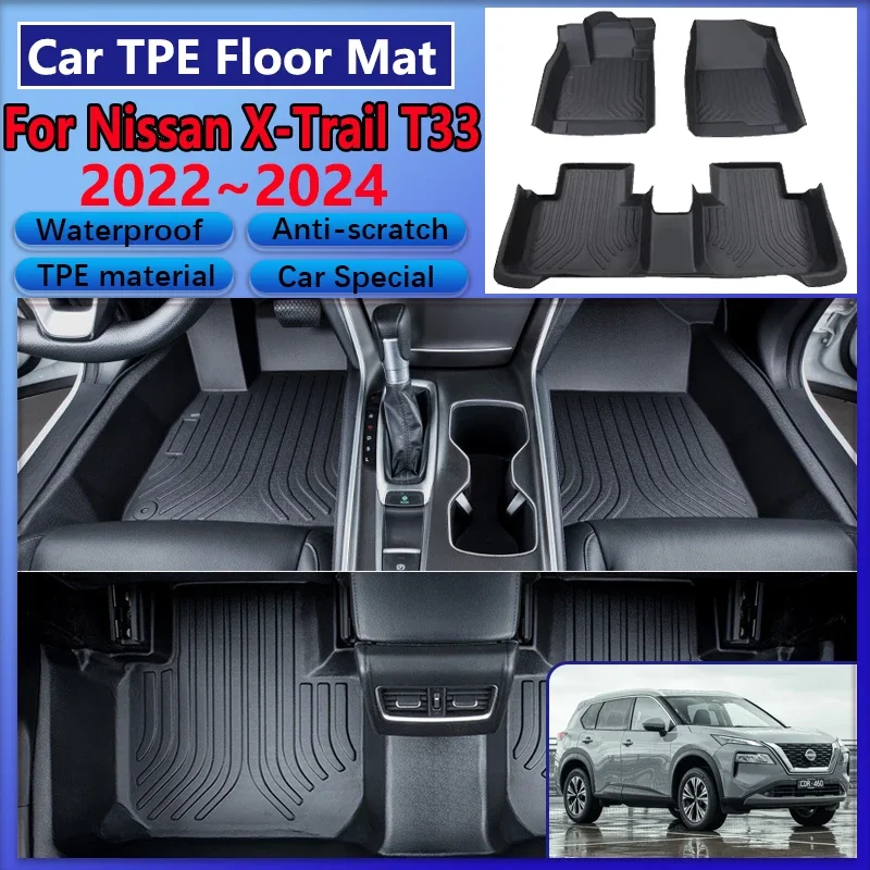 

Car TPE Floor Mats For Nissan X-Trail 2023 Accessories Rogue T33 2022 2024 Anti-scratch Mud Carpet LHD Foot Pad Full Rug Tappeto