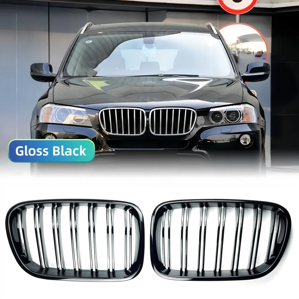 

1Pair Racing Grill Gloss Black Car Front Bumper Grilles For BMW X3 F25 2011-2013 Kidney Grille New Accessories Replacement