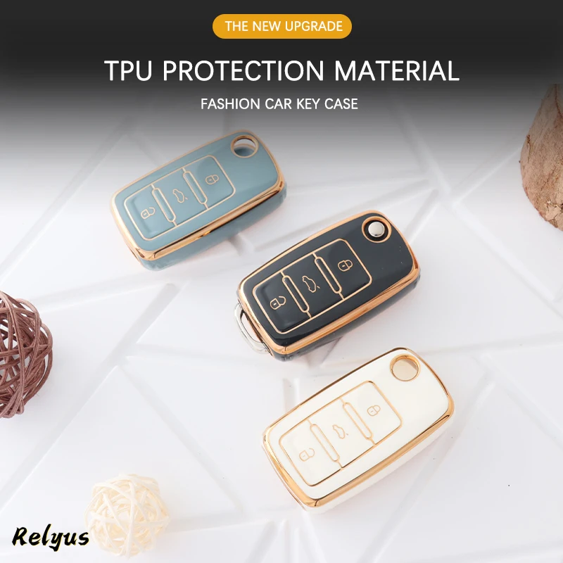 

Fashion Soft TPU Car Flip Key Cover Case Protection Shell For VW Volkswagen Polo Tiguan Passat Golf Jetta Lavida Skoda Octavia