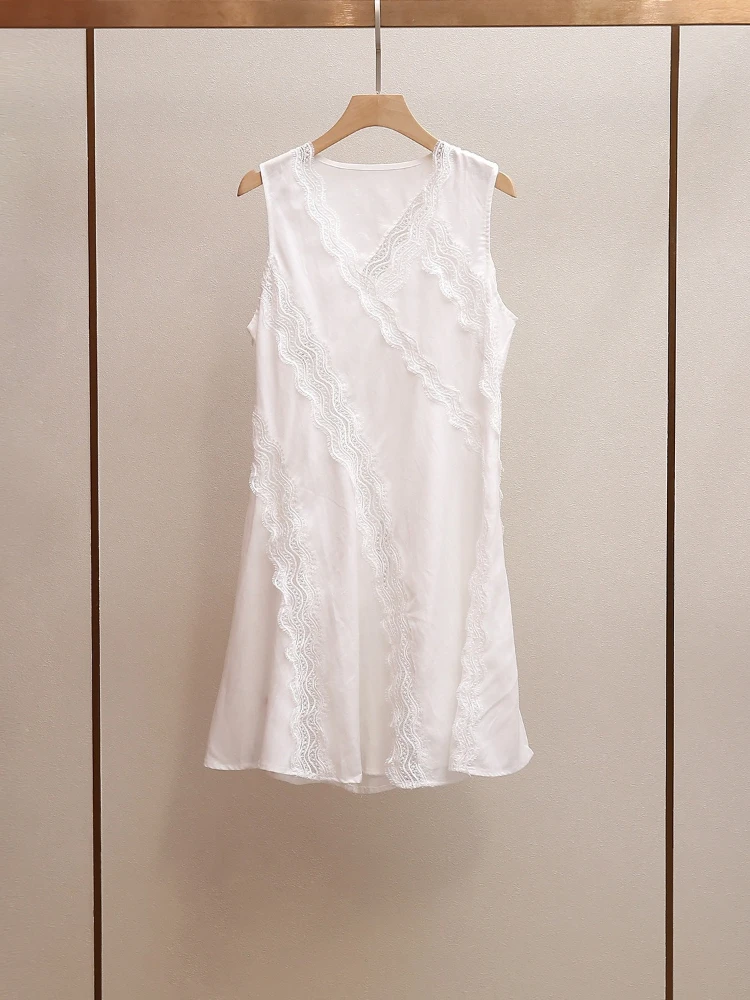 High End Women's Summer New French Style Fashionable Lace Patchwork V-neck Sleeveless Dress for Women