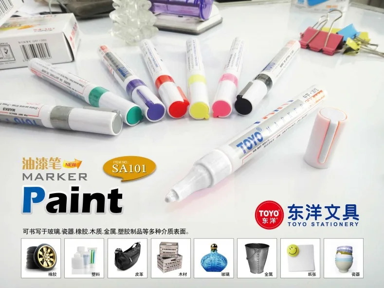 1pc Waterproof Color Markers Durable White Markers Pneumatic Markers Rubber Fabric Metal Paint Permanent Face Paint Marker Pen