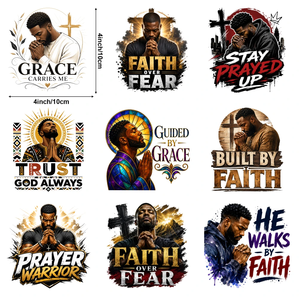 9 Pcs Faith Over Fear Prayer Warrior Grace Carries Me Built By Faith Trust God Always He Walks By Faith Stay Prayed