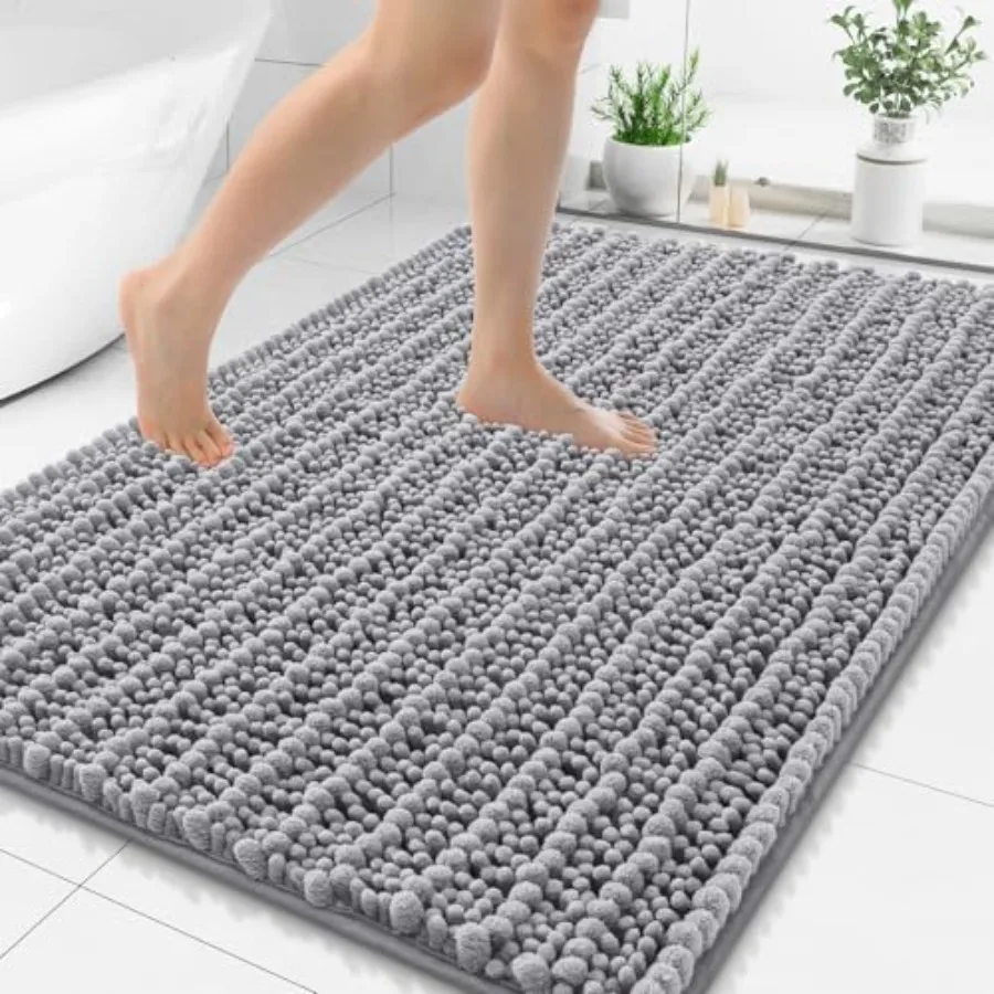 

Bathroom Rugs Mat 48x32 Extra Soft Absorbent Chenille Bath Rugs Non Slip Rubber Backing Machine Washable Quick Dry Bath Mats fo