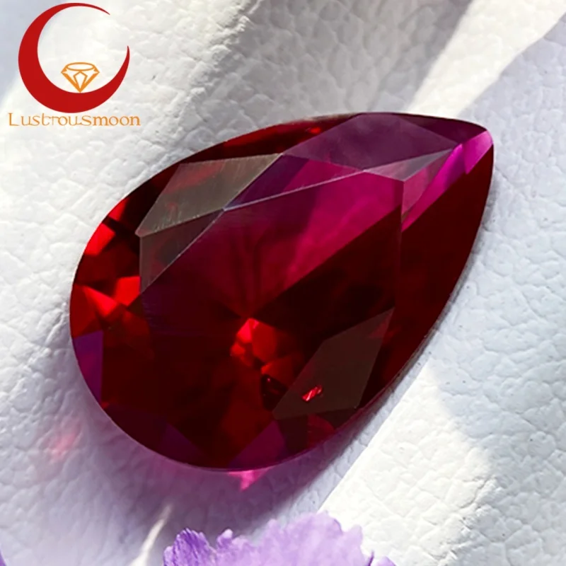 

Lab Grown Ruby Pear Cut Selectable AGL Certificate Pigeon Red Diamond Synthetic Gems VVS1 Charms Beads for Woman Jewelry Making