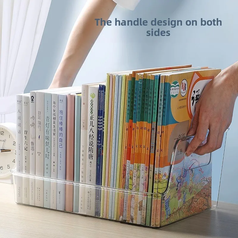 Acrylic Transparent Bookshelf Large Capacity Thickened Bookstand Desktop Book Storage Box Reading Stand Primary School Students