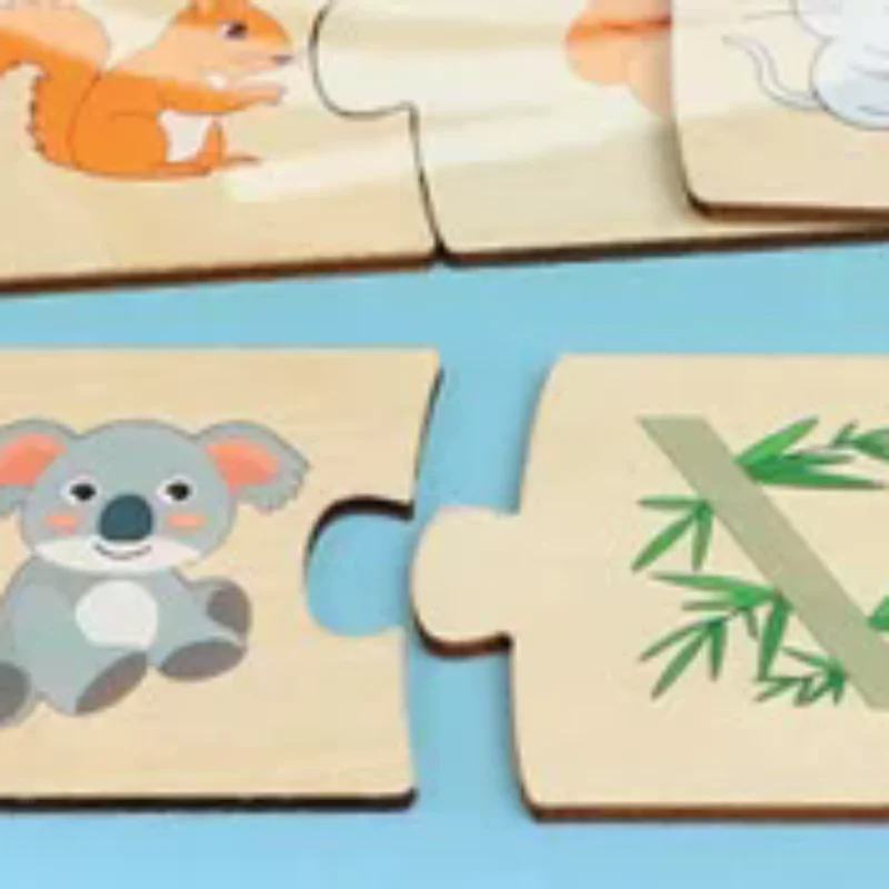 صندوق حديد للأطفال رقم التنوير يقترن خشبي الحيوان الغذاء لغز مجلس التفكير المنطقي لعبة التدريب ألعاب تعليمية #1