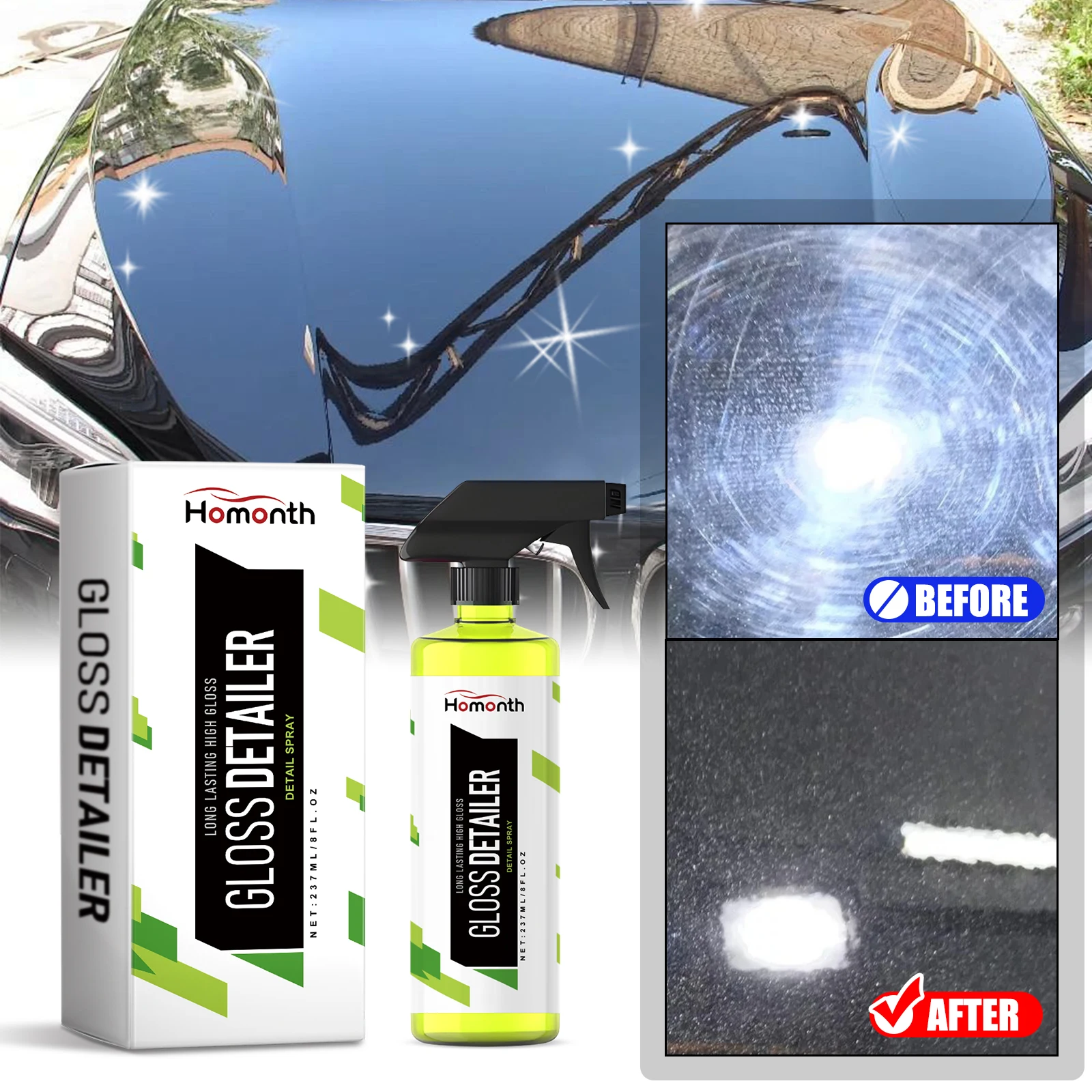 

HOMONTH Car Polishing Spray 237ml Auto Detail Texture Coating Agent Restore Interior Gloss Keep Shiny Waterproof Car Care Tools