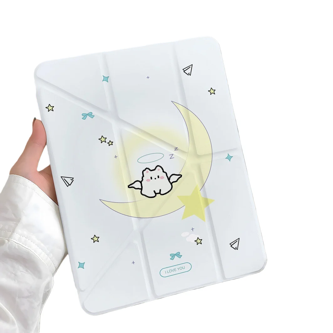 

Moon Paper Airplane Pen Slot Tablet Case For Mini7 6 iPad Pro2024 2022 2021 2020 2019 2018 2017 11 10 9 8 7 6 5 Air7 6 5 4 3 2 1